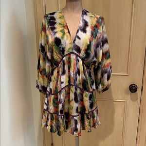 BL^NK LONDON ANTHRO Resort Boho Multi Color Tie Dye "Tereza" Tiered Mini XSP